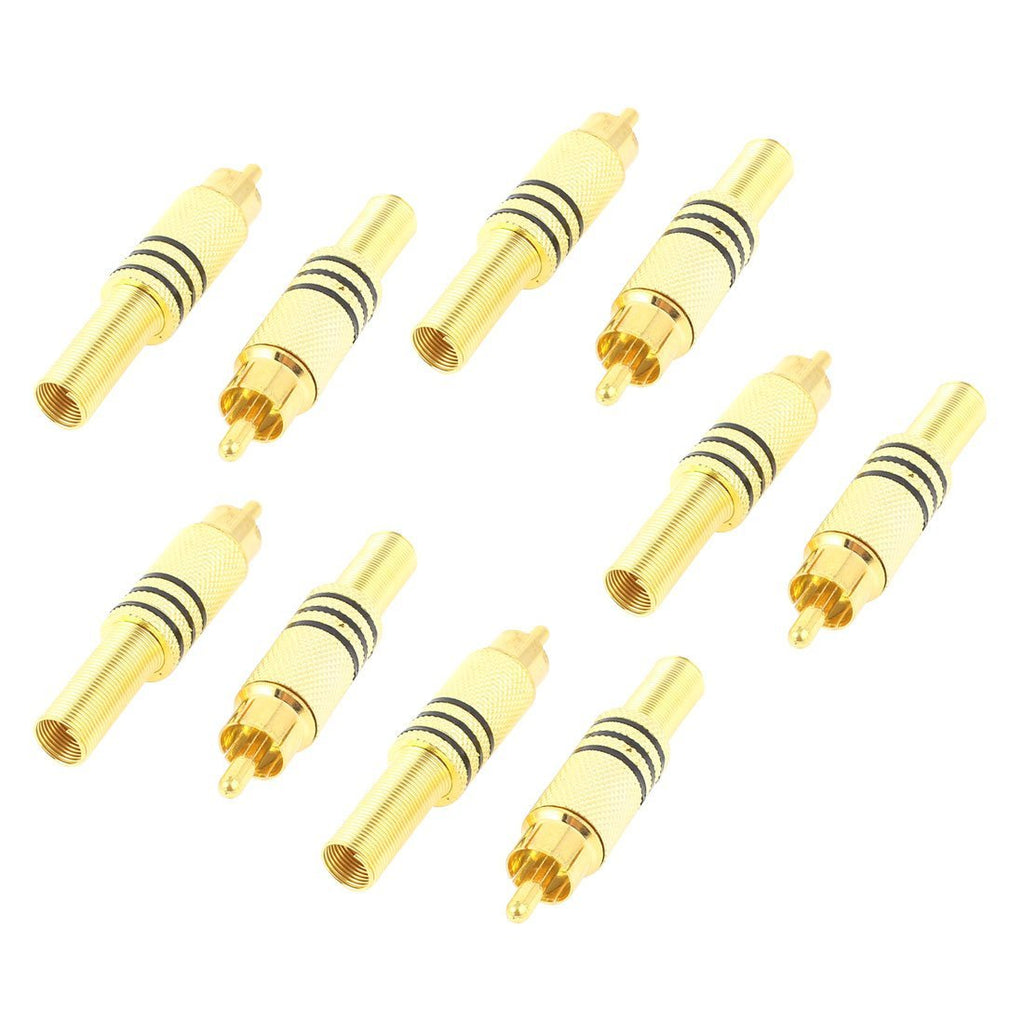 uxcell 10Pcs Gold Plated RCA Audio Video Male Connector Metal Spring Adapter