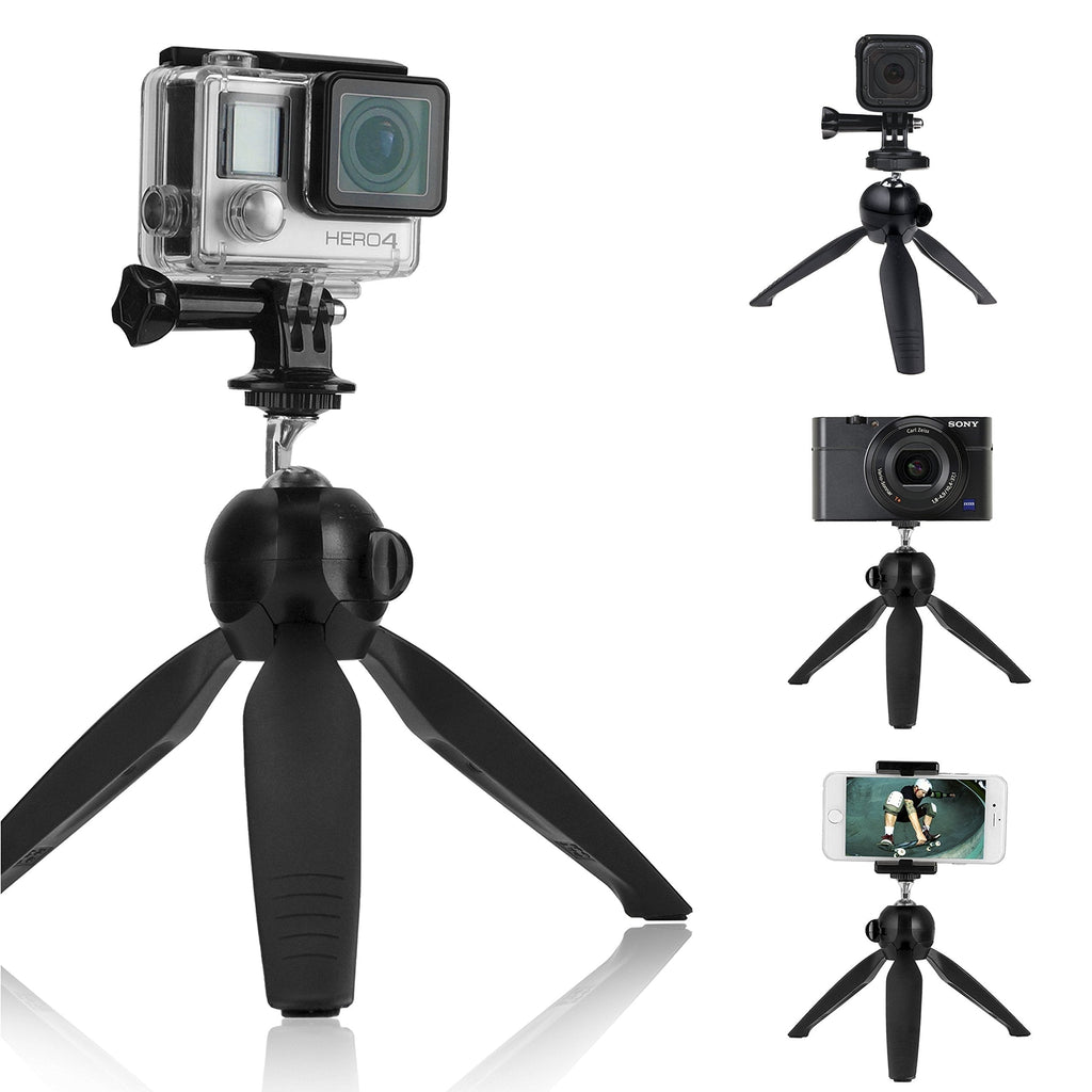 CamKix Premium 3in1 Tripod Base & Hand Stabilizer Grip Compatible with GoPro Hero 8 Black, 7, 6, 5, Black, Session, Hero 4, Session, Black, Silver, Hero+ LCD, 3+, 3, DJI Osmo Action Cams & Smartphone