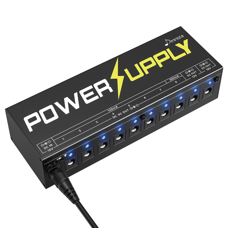 Donner Dp-1 Guitar Power Supply 10 Isolated DC Output for 9V/12V/18V Effect Pedal