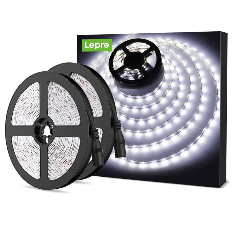 LE 12V LED Strip Light, Flexible, SMD 2835, 300 LEDs, 16.4ft Tape Light for Home, Kitchen, Party, Christmas and More, Non-Waterproof, Daylight White, Pack of 2(Not Include Power Adapter) 32.8 ft