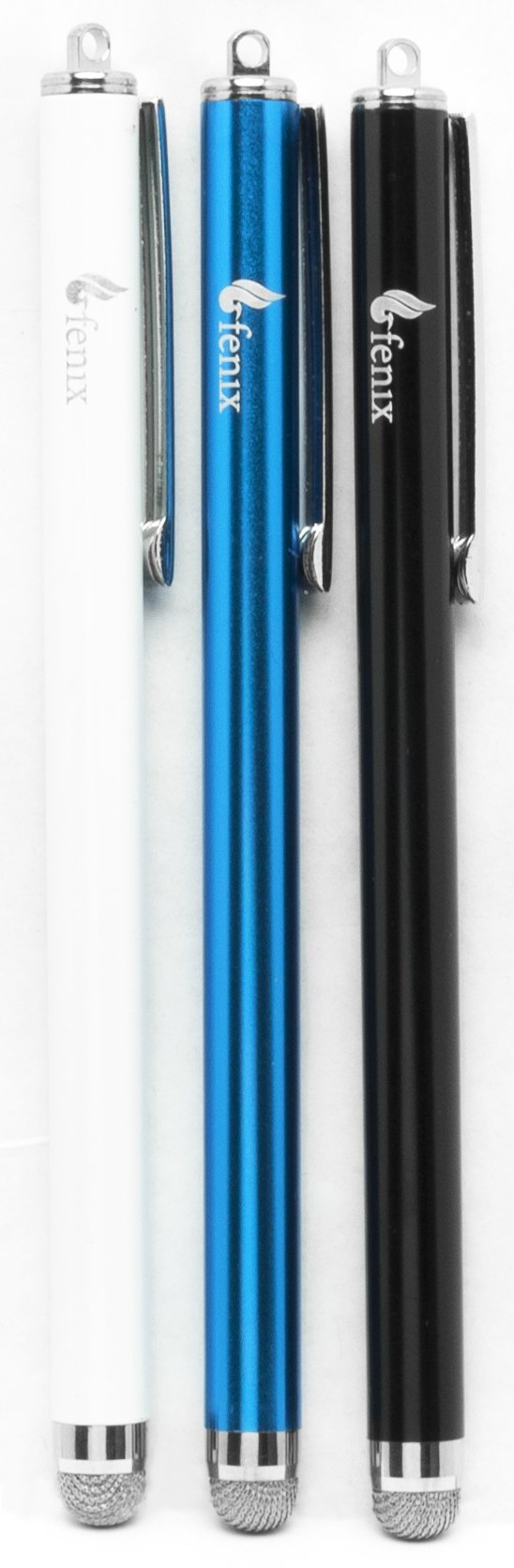 Fenix - Set of 3 [Black, Blue, White] Stylus Pen with Micro Knit Hybrid Fiber Tip for iPhone 4/5/5c/6/6+, iPad/iPad Air/iPad Mini, Samsung Galaxy S4/S5/S6/Edge, Kindle Fire, Surface Pro and More