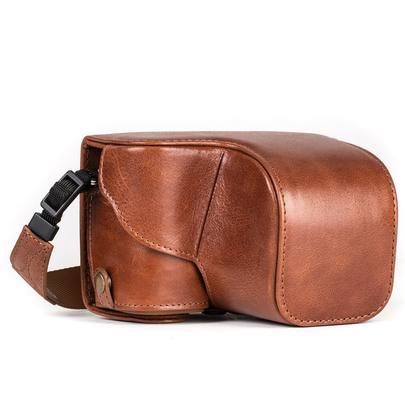 MegaGear Ever Ready MG559 Genuine Leather Camera Case, Bag for Sony Alpha A6000, A6300 with 16-50mm (Dark Brown) Dark Brown