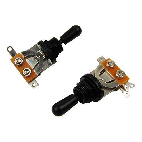 Musiclily Metric 3 Way Short Straight Guitar Toggle Switch Pickup Selector for Epiphone Les Paul Electric Guitar,Black Top with Black Tip(Pack of 2) Black Top