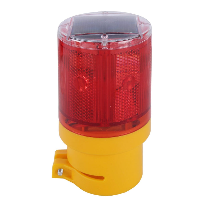 Qooltek Solar Powered Emergency LED Strobe Warning Light Garden Lamp Flashing Barricade Safety Sign Road Construction Signs Flash Traffic Lights Flicker Beacon Lamps (Red) Red