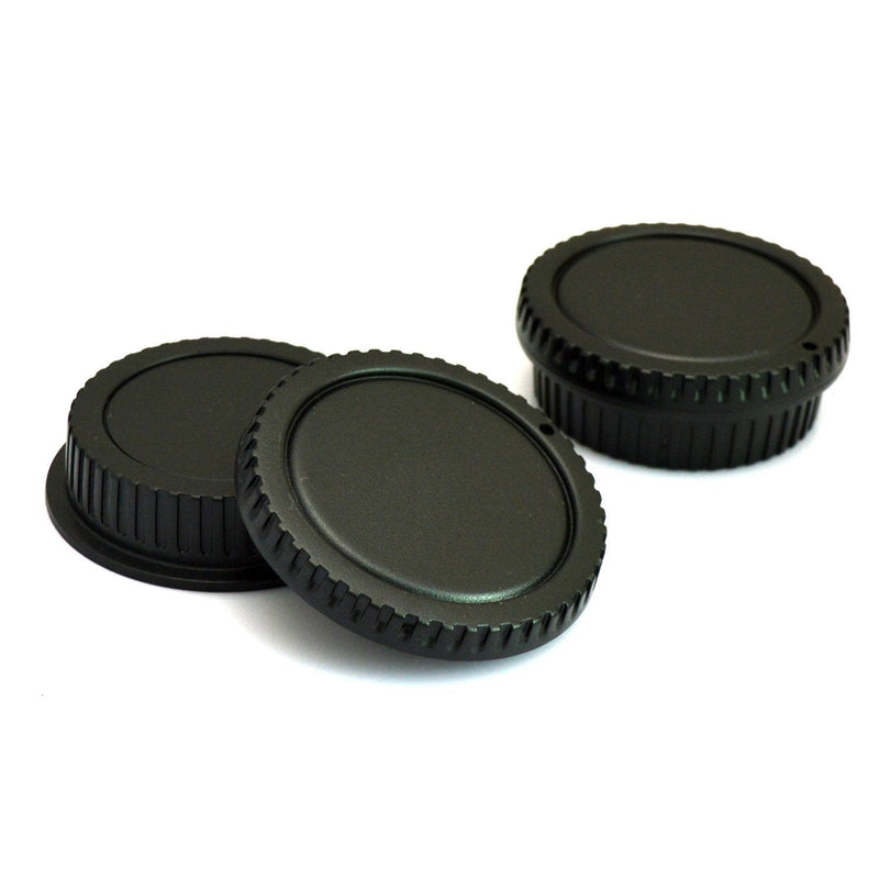 VONOTO 2 Set Lens Cover and Camera Body Cap Set for Canon EOS DSLR (Black)