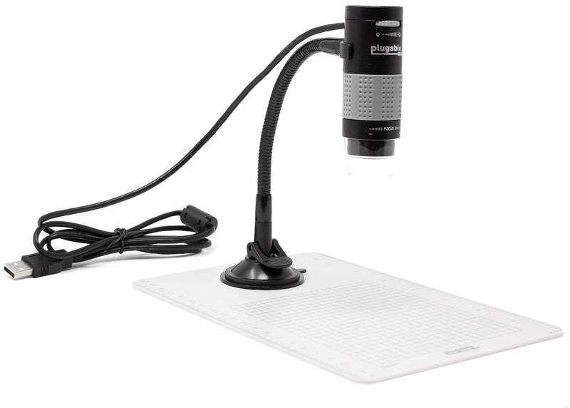 Plugable USB Digital Microscope with Flexible Arm Observation Stand Compatible With Windows, Mac, Linux (2MP, 250x Magnification)