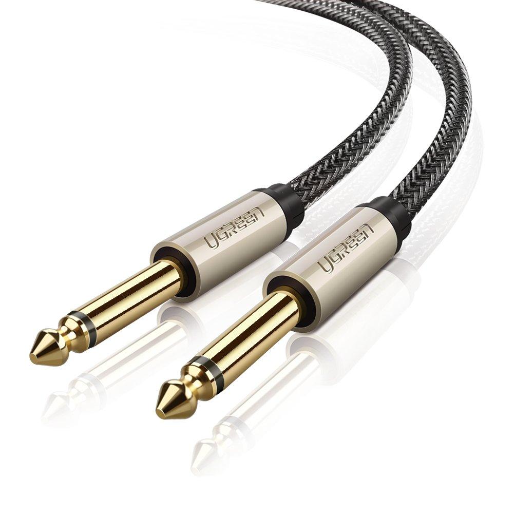 [AUSTRALIA] - UGREEN Premium 6.35mm Mono Jack 1/4" TS Cable Unbalanced Guitar Patch Cords Instrument Cable Male to Male with Zinc Alloy Housing and Nylon braid (6FT) 6FT 