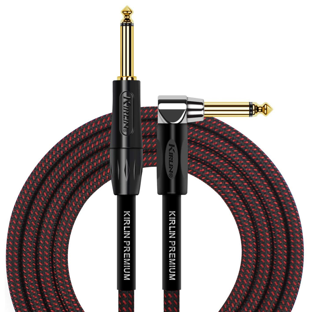 [AUSTRALIA] - KIRLIN Cable IWB-202BFGL-20/BR 20-Feet Premium Plus Instrument Cable, Black/Red Woven Jacket 