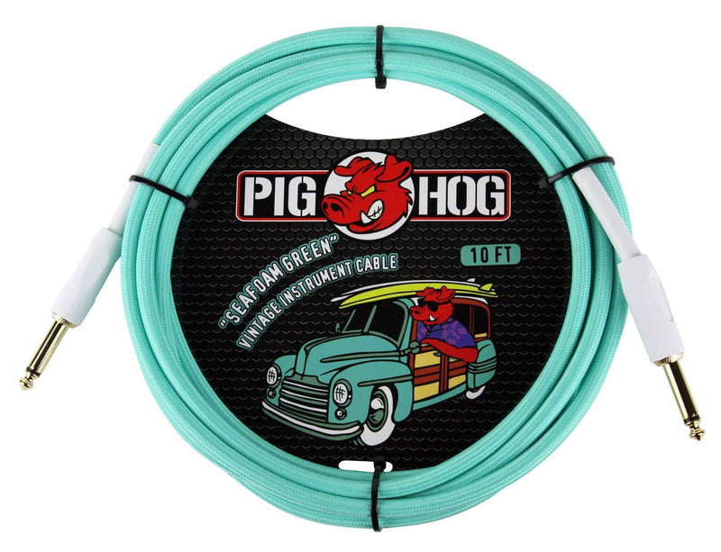 [AUSTRALIA] - Pig Hog PCH10SG 1/4" to 1/4" Seafoam Green Guitar Instrument Cable, 10 Feet 