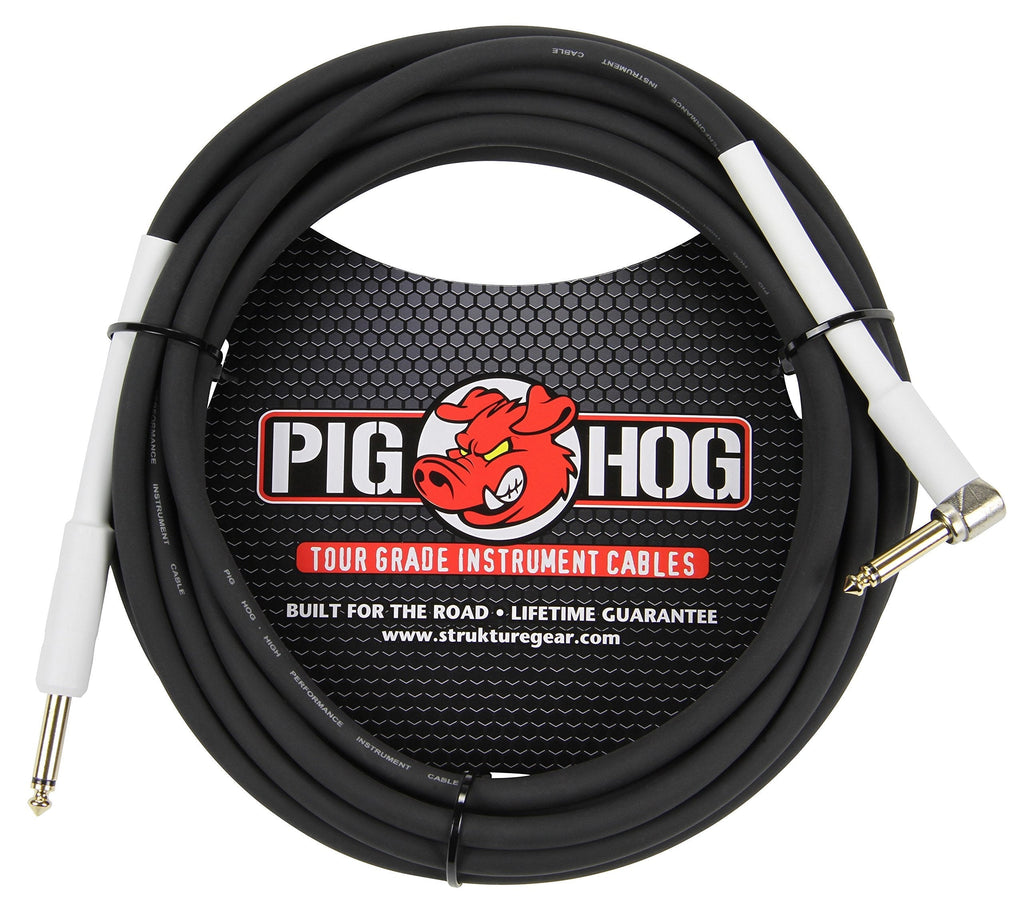 [AUSTRALIA] - Pig Hog PH10R High Performance 8mm 1/4" to 1/4" Right-Angle Guitar Instrument Cable, 10 Feet Straight to Right-Angle 