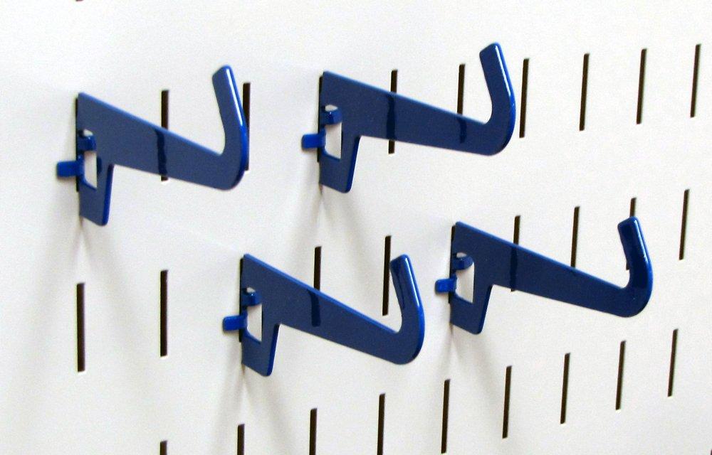 Wall Control Pegboard 3-1/2in Reach Curved Tip Slotted Hook Pack - Slotted Metal Pegboard Hooks for Wall Control Pegboard and Slotted Tool Board – Blue