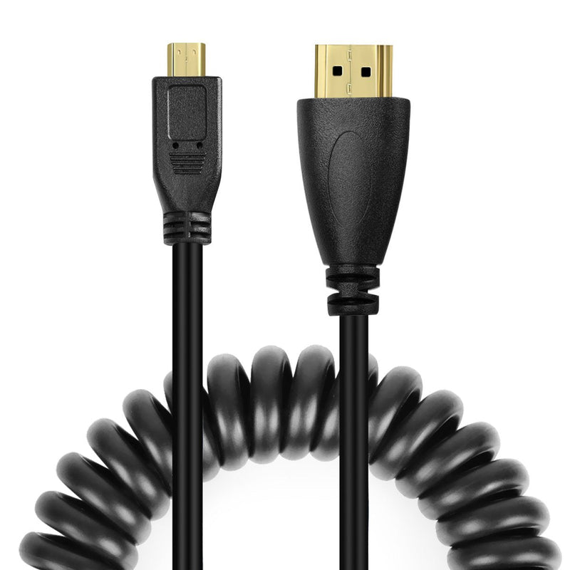 UCEC Micro HDMI to HDMI Male Cable - Stretched Length - Supports Ethernet, 3D and Audio Return spring micro HDMI cable