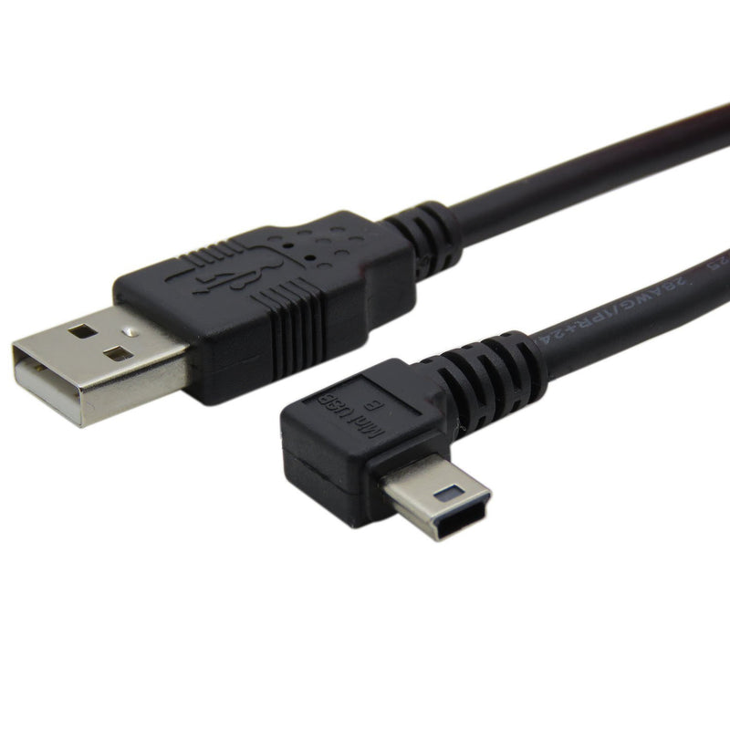 CABLEDECONN 6FT Mini USB B Type 5pin Male Left Angled 90 Degree to USB 2.0 Male Data Car GPS Devices Cable