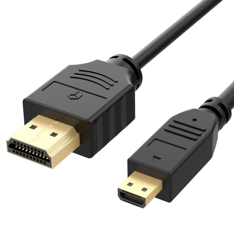 Rankie Micro HDMI to HDMI Cable, Supports Ethernet, 3D, Audio Return, 6FT 6 Feet Black