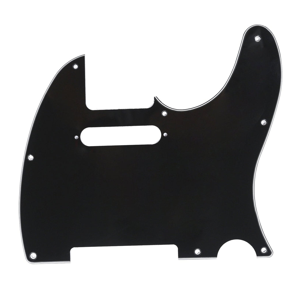 Musiclily 8 Hole Guitar Tele Pickguard Scratch Plate for USA/Mexican Made Fender American Standard Telecaster Modern Style, 3Ply Black