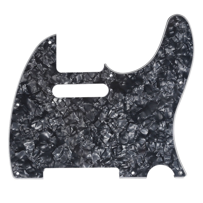 Musiclily 8 Hole Tele Pickguard Guitar Scratch Plate for USA/Mexican American Made Fender Standard Telecaster Modern Style Electric Guitar,4Ply Black Pearl