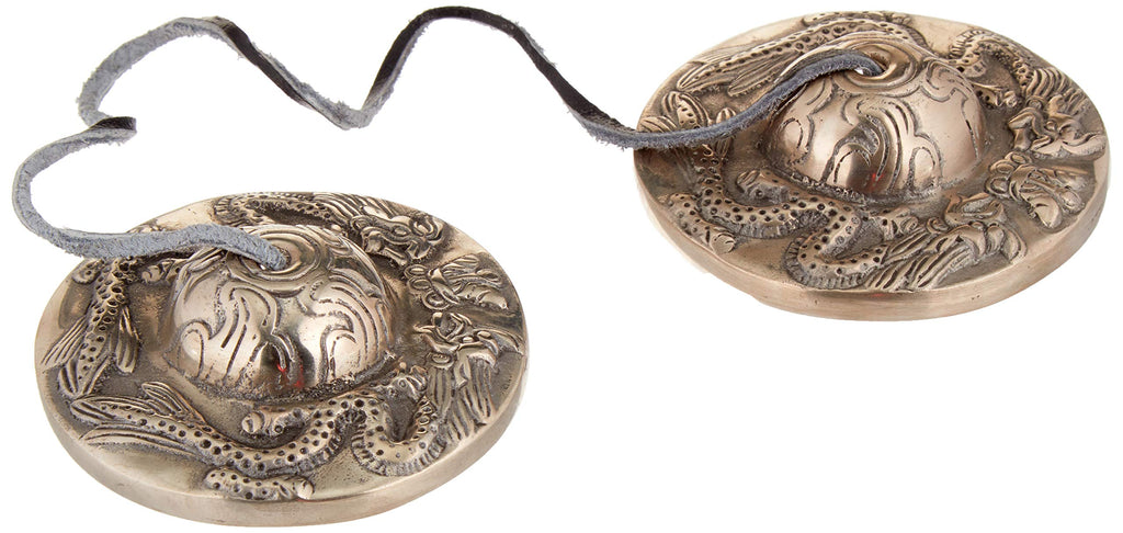 Tibetan Dragon Tingsha Meditation Bell - Dragons Beautifully Embossed on the Surfaces - Hand Tuned & Crafted in Nepal