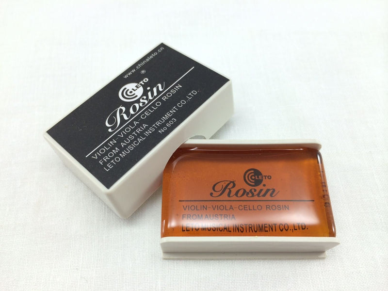 Leto 603 Rosin for Violin Viola Cello, Light and Low Dust Oblong shaped in transparent orange