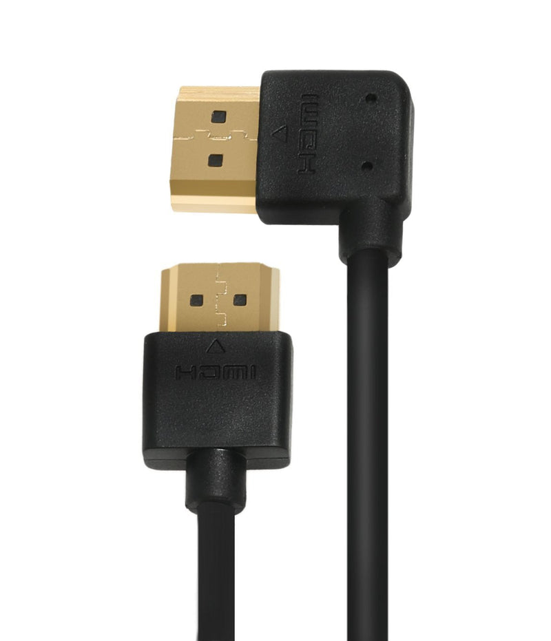 A to A HDMI Cable, Ysimda Ultra Slim Flexible Series One Port Saver 90 Degree Right- Angle A to A HDMI 2.0 High-Speed Cable, 6ft, Golded Connecter, 18G, Supports Ethernet, 3D, 4K and Audio Return