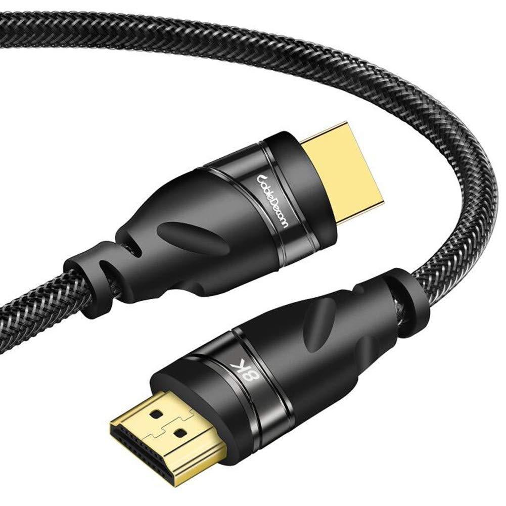 CABLEDECONN HDMI 8K 2.1 Ultra HD Cable,8K@60Hz 4K@120Hz 48gbps Support HDCP 3D HDMI Cable for PS4 SetTop Box HDTVs Projectors 2m 6.6ft HDMI Copper Cord 8K