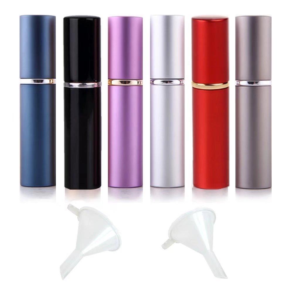 GOLF 6pcs 6ml Portable Mini Refillable Perfume Scent Aftershave Atomizer Empty Spray Bottle with 2 Funnel Filler for Travel Purse