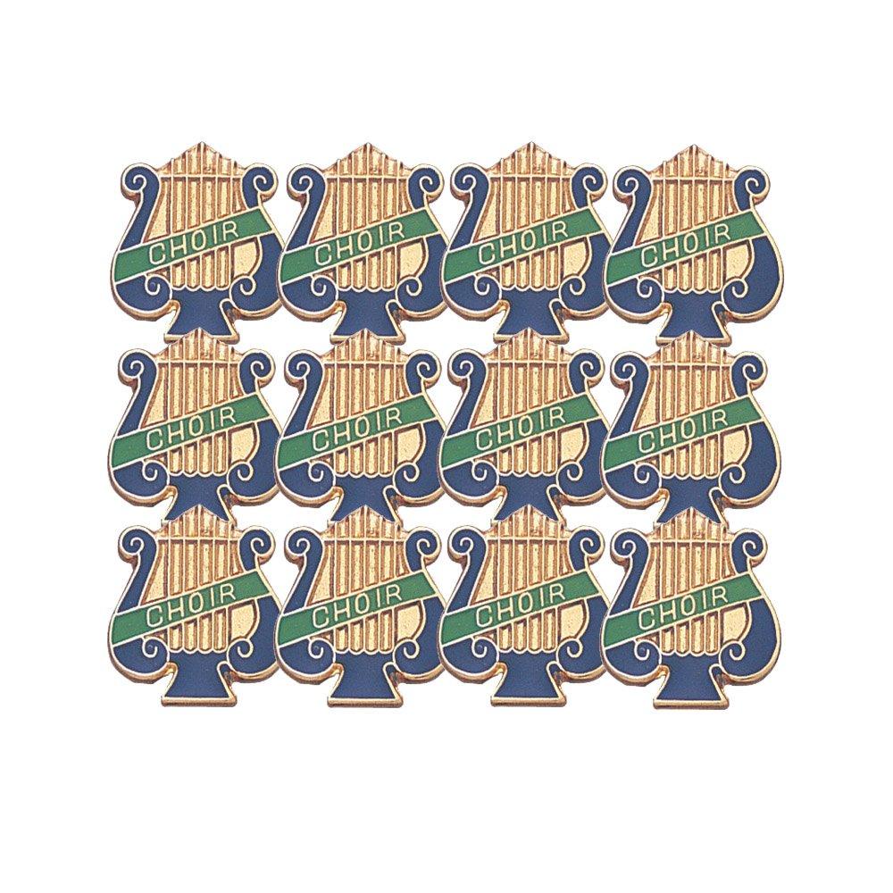 1 Inch Choir Music Lyre Lapel Pin - Package of 12, Poly Bagged