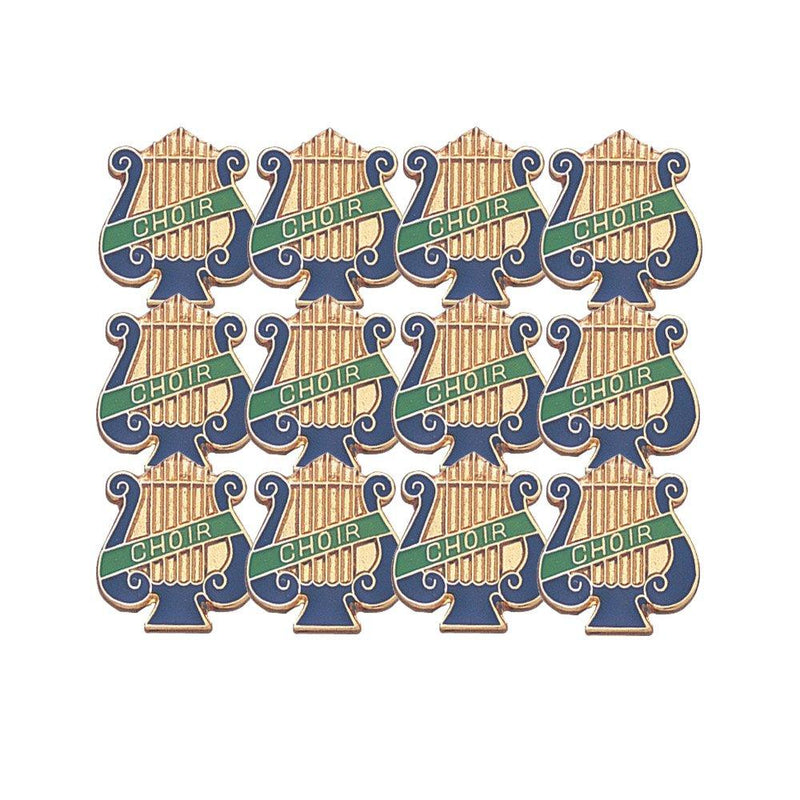 1 Inch Choir Music Lyre Lapel Pin - Package of 12, Poly Bagged