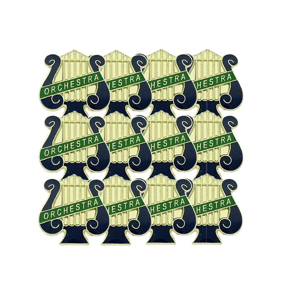 1 Inch Orchestra Music Lyre Lapel Pin - Package of 12, Poly Bagged