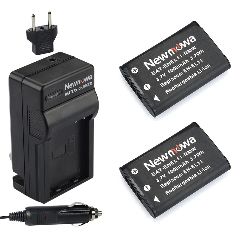 Newmowa EN-EL11 Replacement Battery (2-Pack) and Charger Kit for Nikon CoolPix s550/Pentax Optio M50/Ricoh Caplio R50/Olympus FE-370 Digital Camera