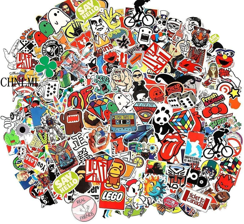 Cool Sticker 100pcs Random Music Film Vinyl Skateboard Guitar Travel Case Sticker Door Laptop Luggage Car Bike Bicycle Stickers (100pcs)