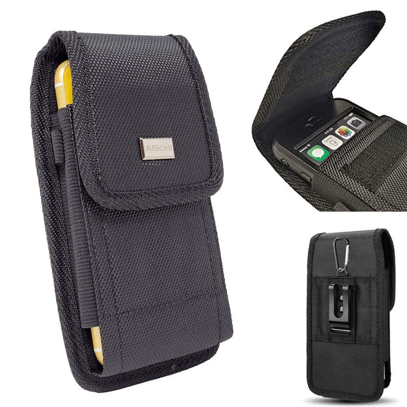 AISCELL Hip Waist Holster for Galaxy J3 ,J3V ,J2 Pure , J2 Core , A10e , S10e ,Express Prime 3 ,Amp Prime 3 ,Rugged Nylon Pouch Belt Clip Loop Case Fits Phone with Hybrid Armor Protective Cover on