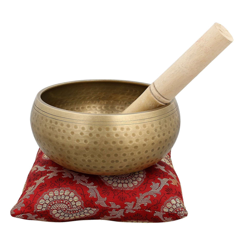 Tibetan Buddhist Large Singing Bowl with Cushion from India for Meditation Sound Healing Prayer Percussion Musical Instrument 5 Inch