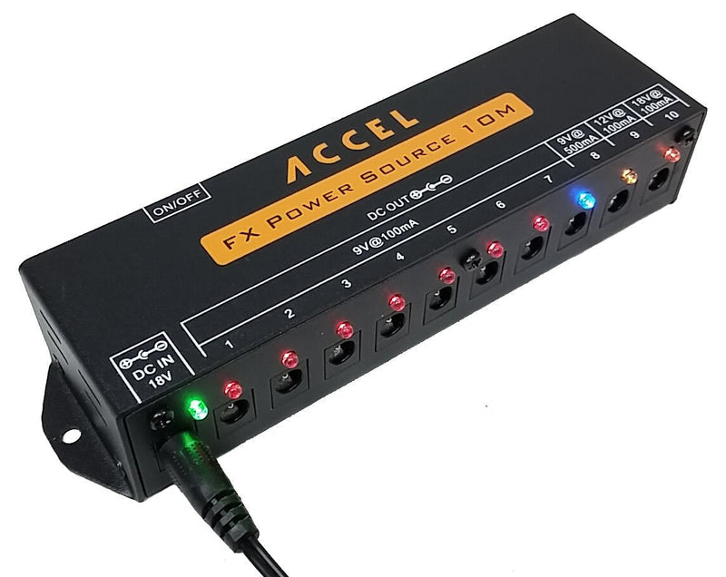[AUSTRALIA] - Accel FX Power Source 10M, 10 Output Power Supply for Guitar Effects Pedals and Pedal Boards 