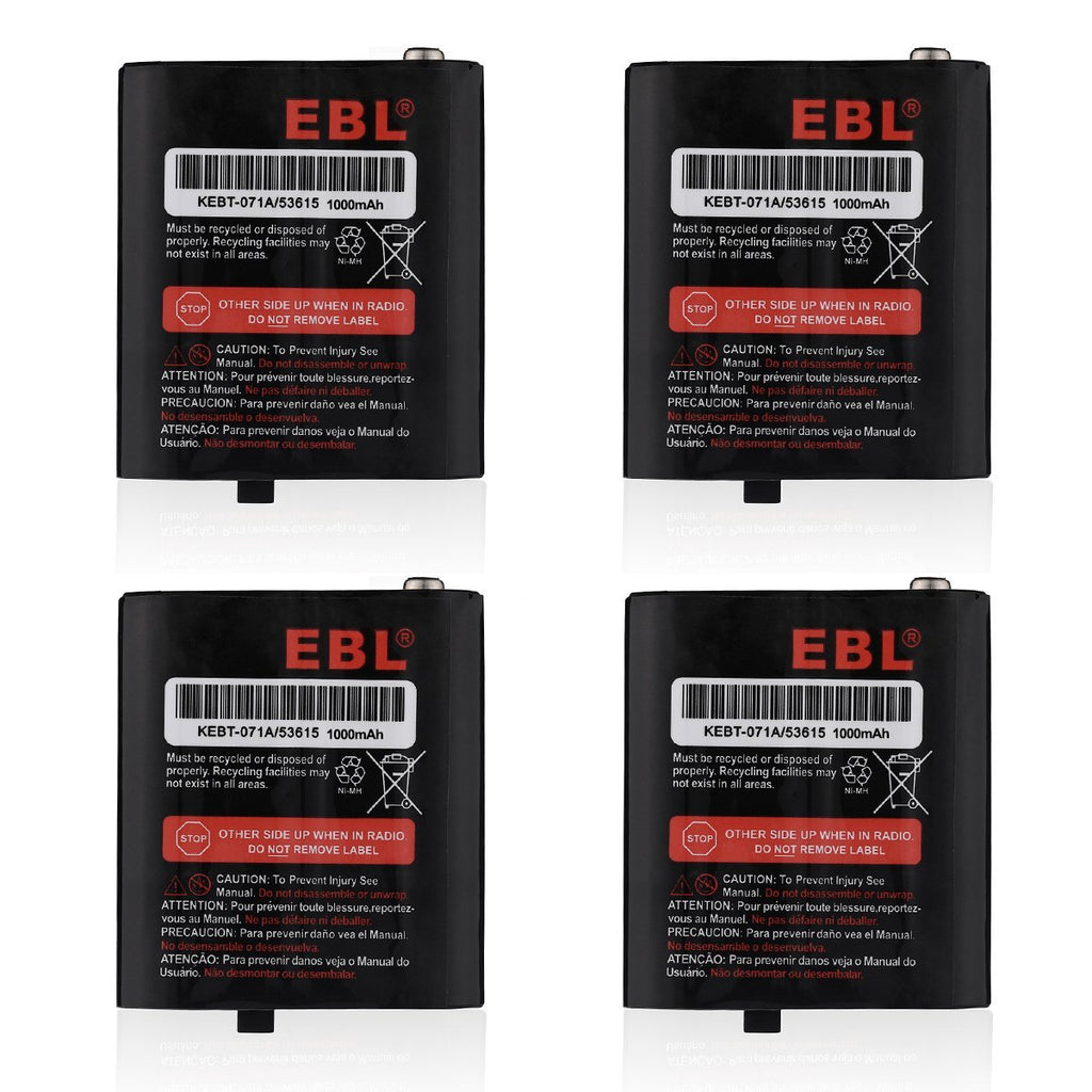 EBL Pack of 4 Two-Way Radio Rechargeable Batteries 3.6V 1000mAh for Talkabout 53615 KEBT-071A KEBT-071-B KEBT-071-C KEBT-071-D 4 Pack