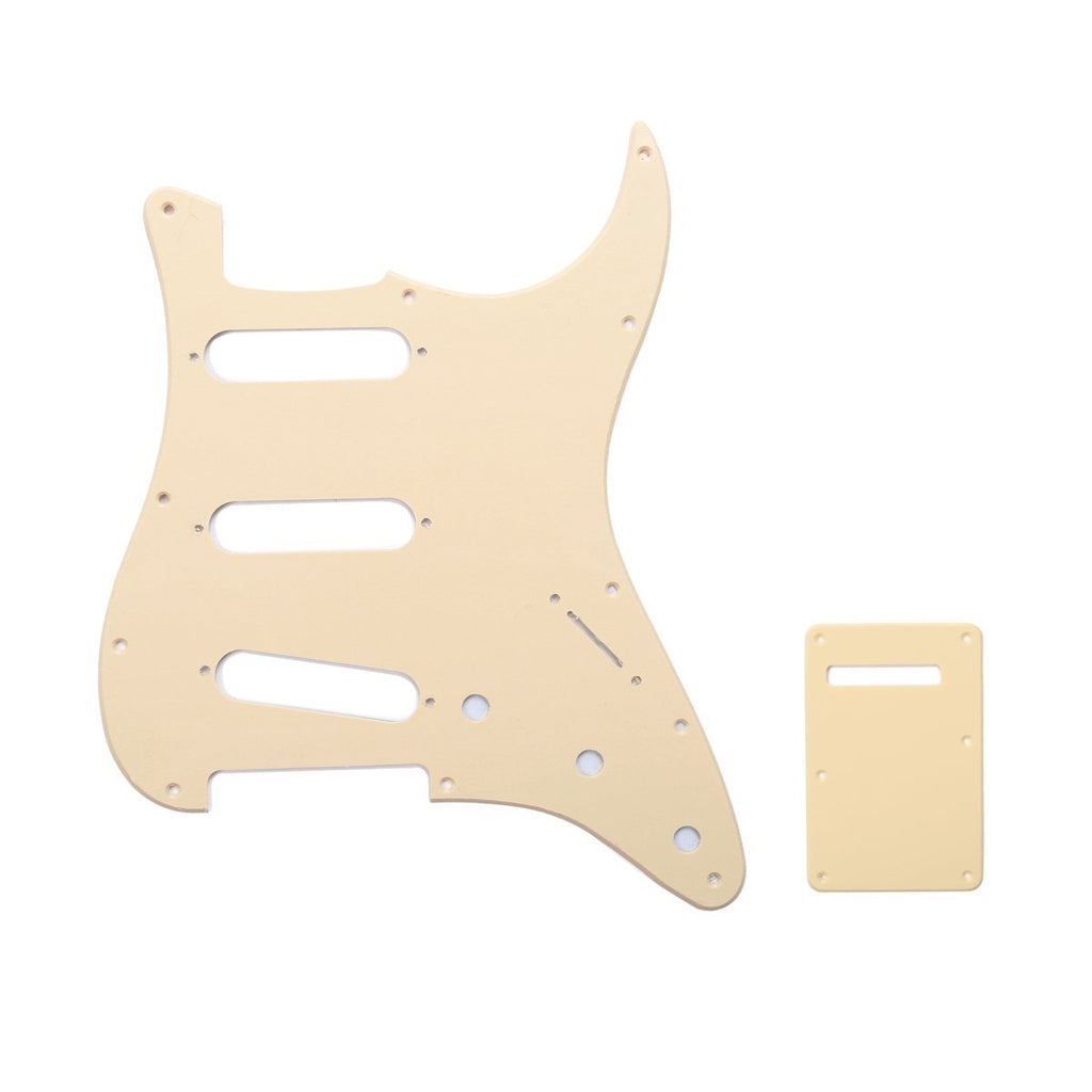 Musiclily SSS 11 Holes Strat Electric Guitar Pickguard and BackPlate Set for Fender US/Mexico Made Standard Stratocaster Modern Style Guitar Parts,1Ply Cream 1ply Cream