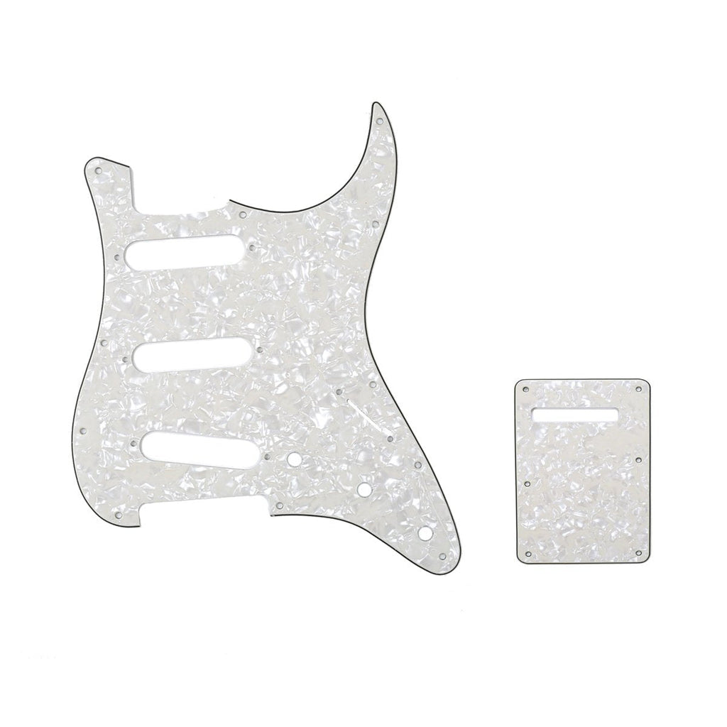 Musiclily SSS 11 Holes Strat Electric Guitar Pickguard and BackPlate Set for Fender USA/Mexican Made Standard Stratocaster Modern Style Guitar Parts,4Ply Parchment Pearl 4Ply Parchment Pearl