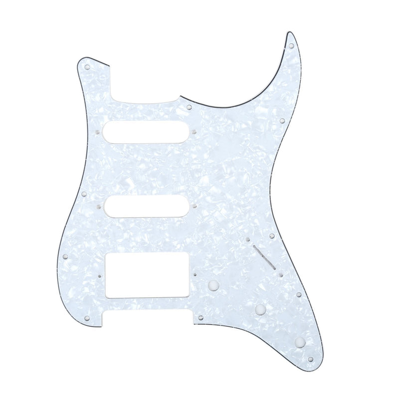 Musiclily HSS 11 Hole Strat Guitar Pickguard Scratch Plate for Fender USA/Mexican Made Standard Stratocaster Modern Style Parts,4Ply White Pearl