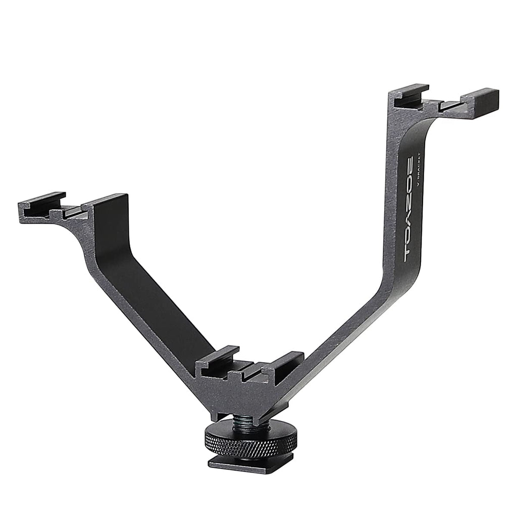 TOAZOE Triple Cold Shoe Mount, V Bracket Universal Photography Accessories Camera Mount for Video Lights, Monitors, Microphones and More