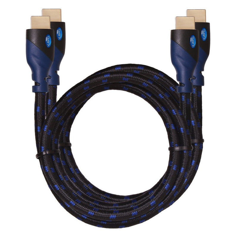 4K HDMI Cable -KAYO High Speed HDMI 2.0b Cable 18Gbps[Supports 4K HDR,3D,2160P,1080P,Ethernet]-Braided HDMI Cord-Audio Return(ARC),Xbox360,PS4/PS3,Apple TV,Roku+Bonus Cable Tie,Blue BLK (6FT -2 Pack) 6FT -2 Pack