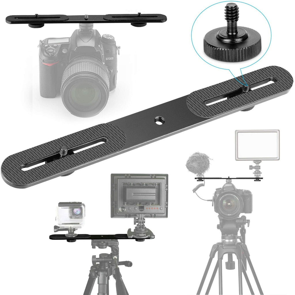 EXMAX® Dual Flash Bracket Holder for 1/4" Screw Tripod Light Stand DSLR Camera