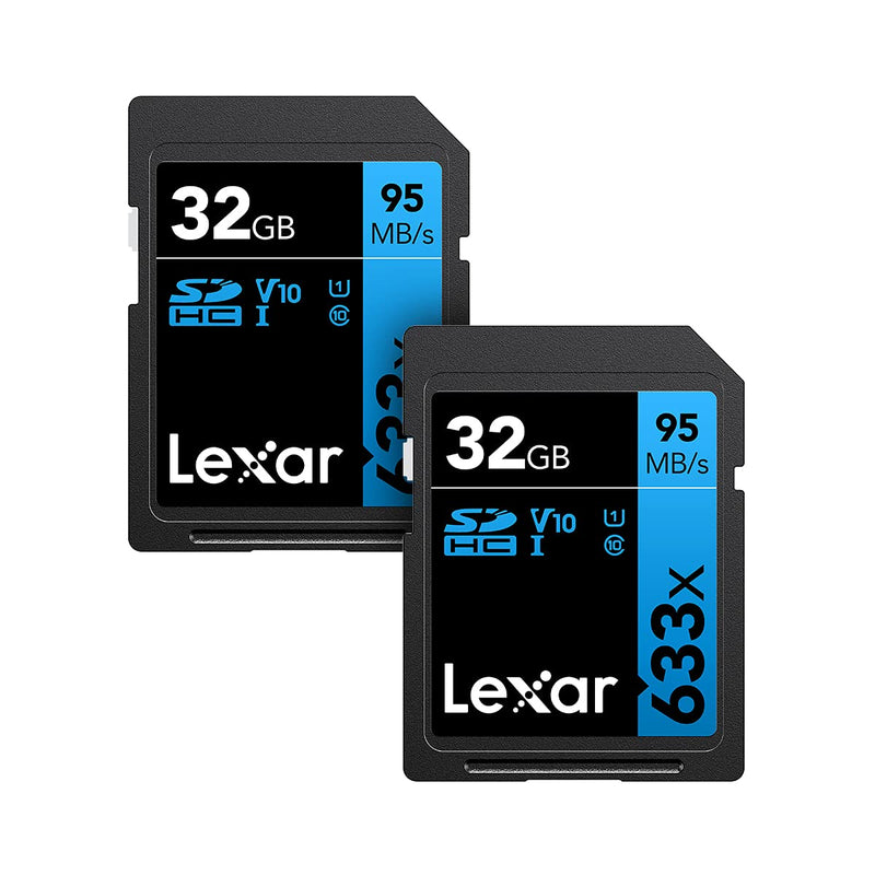 Lexar Professional 633x 32GB (2-Pack) SDHC UHS-I Card, Up To 95MB/s Read, for Mid-Range DSLR, HD Camcorder, 3D Cameras, LSD32GCB1NL6332 (Product Label May Vary) 32GB 2 Pack