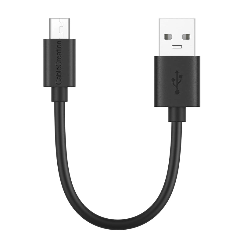 Micro USB Cable, CableCreation Short USB to Micro USB Cable, High-Speed A Male to Micro B, Triple Shielded Cable, Compatible with Power Bank, Fire Stick, Chromecast, 6 Inch Black [6 inch] Black