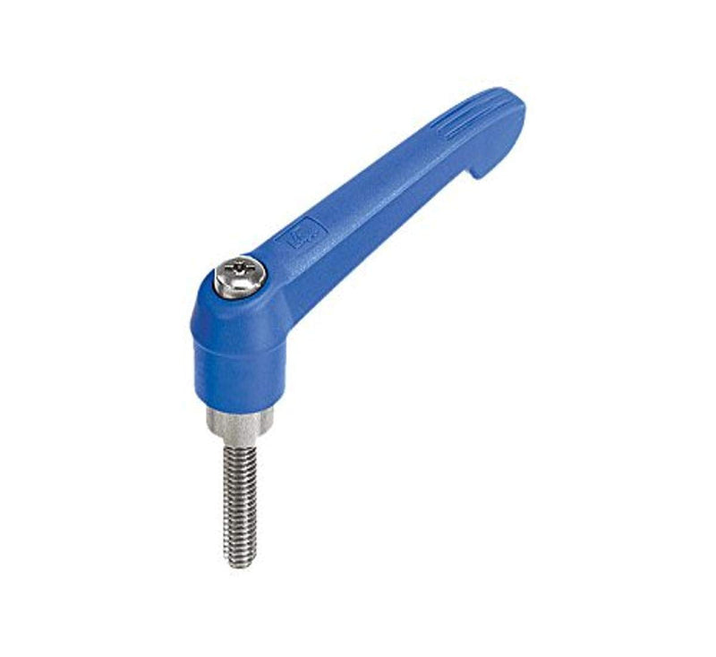 Kipp 06611-3A387X40 Fiberglass Reinforced Plastic/Steel Adjustable Handle, 5/16-18" External Thread, "Novo-Grip" Style, Stainless Components, Inch, 40 mm Screw Length, Size 3, Traffic Blue Color