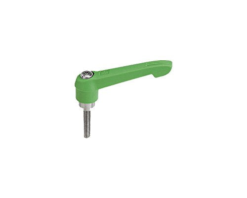 Kipp 06611-5A686X30 Fiberglass Reinforced Plastic/Steel Adjustable Handle, 5/8-11" External Thread, "Novo-Grip" Style, Stainless Components, Inch, 30 mm Screw Length, Size 5, Signal Green Color