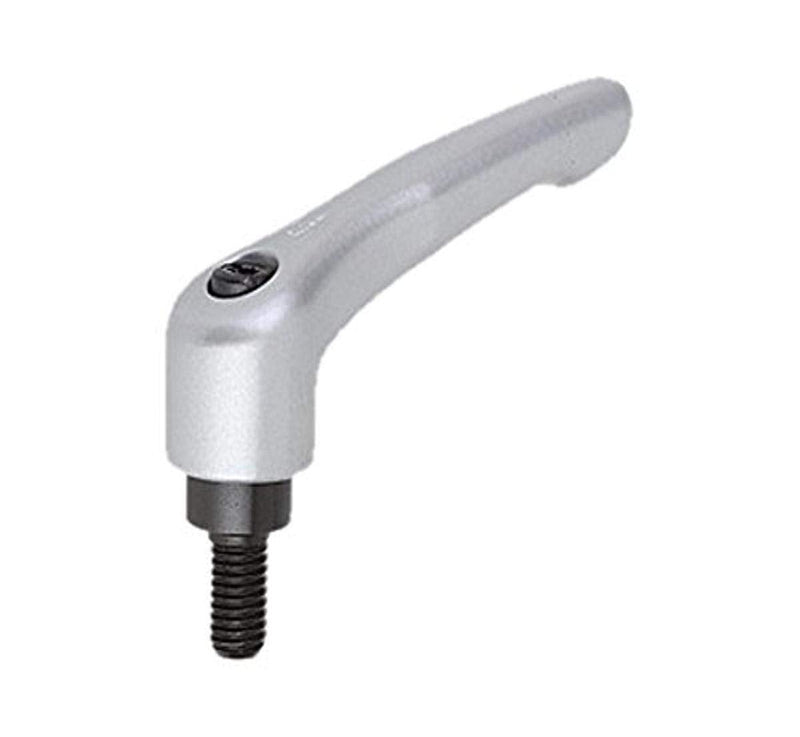 Kipp 06460-3A43X55 Zinc Adjustable Handle with 3/8-16" External Thread, Modern Design Style, Steel Components, Inch, Silver Metallic Powder-Coated Finish, Size 3, 55 mm Screw Length