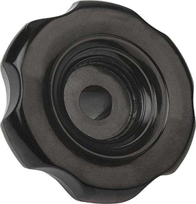 Kipp 06830-832CQ Duroplast/Steel Six Lobe Knob with Borehole, Inch, High-Gloss Polished Finish, 83 mm Diameter, 40 mm Height, Black