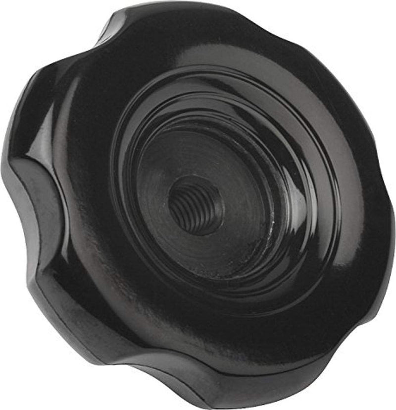 Kipp 06830-83112 Duroplast/Steel Six Lobe Knob with M12 Internal Thread, Metric, High-Gloss Polished Finish, 83 mm Diameter, 40 mm Height, Black