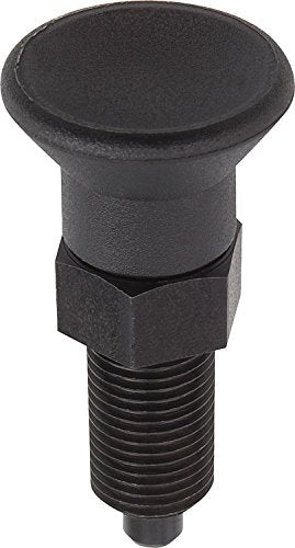 Kipp 03089-1903AJ Steel Indexing Plunger, Black Oxide Finish, Pull Knob, A Style, Locking Pin Hardened, Inch, 1/4-28" Thread, 31.5 mm Length