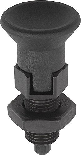 Kipp 03089-4412AO Steel Indexing Plunger, Black Oxide Finish, Pull Knob, D Style, Locking Pin Hardened, Inch, 3/4-16" Thread, 78 mm Length