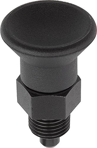 Kipp 03089-5004AK Steel Indexing Plunger, Black Oxide Finish, Short Version, Pull Knob, A Style, Locking Pin Hardened, Inch, 5/16-24" Thread, 29.5 mm Length